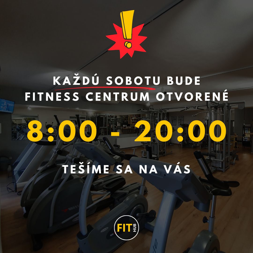 ❗📢 Skvelá správa pre tých z vás, ktorí si radi zamakajú aj počas víkendov! Vďaka novému samoobslužnému systému predlžujeme otváracie hodiny každú sobotu až do 2⃣0⃣:0⃣0⃣. Nezabudnite, že obsluha na recepcii bude dostupná cez víkend vždy od 8:00 - 12:00, následne bude fitness centrum bez obsluhy. Nové otváracie hodiny sú platné už od tejto soboty, teda od 9.9. 💪
Ďakujeme za pochopenie a tešíme sa na vašu návštevu. 😊