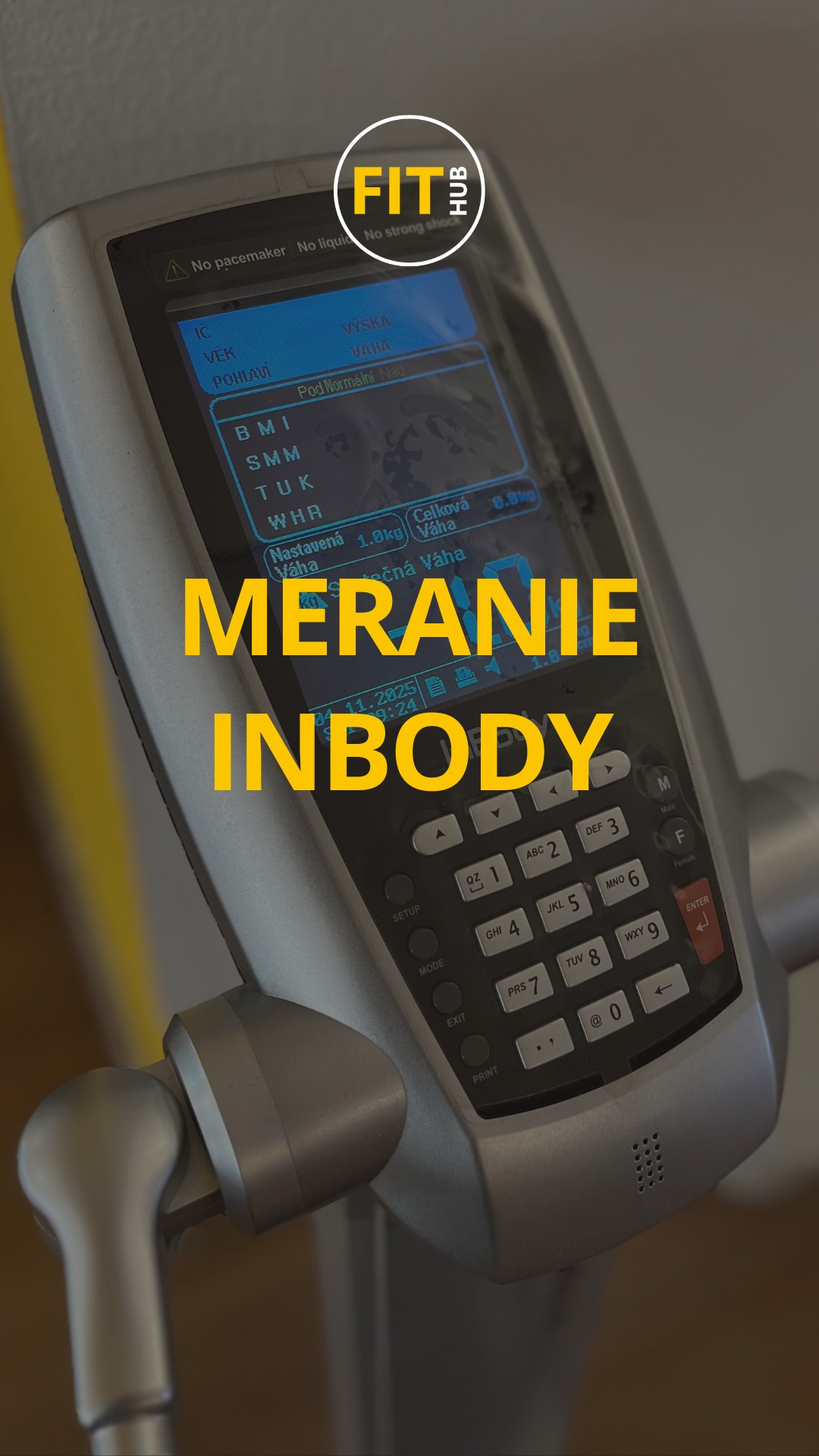 🎯Poznáš svoje telo naozaj dobre?
Meranie na InBody 230 u nás vo fitku ti ukáže viac nelen číslo na váhe – je to kompletná analýza tvojho tela! 💪

📊 Zistíš:
✅ Percento telesného tuku
✅ Množstvo svalovej hmoty
✅ Viscerálny tuk
✅ Minerálne látky v kostiach
✅ Bazálny metabolizmus
...a oveľa viac!

⏱ Meranie trvá len pár minút a výsledky sú okamžite!

💡 Skvelé na sledovanie progresu aj nastavenie tréningového plánu.
📩 Chceš si to vyskúšať? Napíš nám alebo zavolaj – radi ti všetko vysvetlíme!